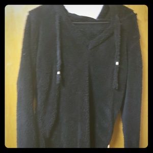 Black shearling hoodie